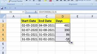 Days360 formula in Microsoft Excel@COMPUTEREXCELSOLUTION