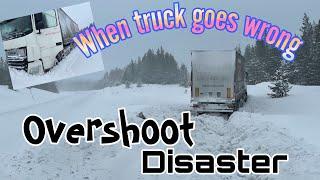 Disaster  overshoot in icy road truck goes wrong