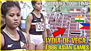 LYDIA DE VEGA 1986 ASIAN GAMES SEOUL WOMEN'S 100m FINALS | GOLD MEDAL & NATIONAL RECORD