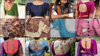 Blouse Designs 2024 Latest Images Using Potli Button Blouse Back Neck Design/Blouse Design Back Side