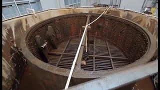 Tour of USS Monitor’s drained gun turret tank