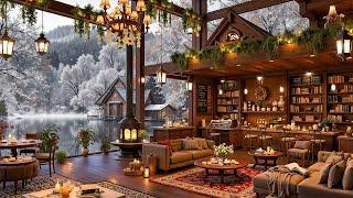 Cozy Winter Coffee Shop Ambience  Smooth Jazz Instrumental Music & Fireplace Sounds for Work, Relax