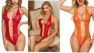 Avidlove Women Lingerie Sexy Deep V Lace Bodysuit One Piece Teddy Lingerie Babydoll