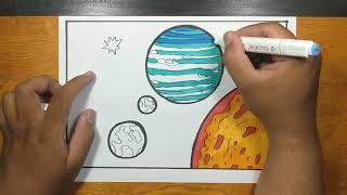 How to draw JUPITER AND OTHER PLANETS step by step