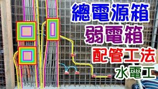 [師傅達人#24] 1F總電源箱-弱電箱配管工法...(水電工篇)...水電神器:噴燈(烤管)/大彈簧(烤管)/大寬扁鑽(打電箱孔/打水泥/扳水管)+快速接頭+蛇管