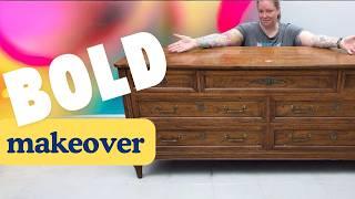 Did I Ruin it?? Transforming a $50 dresser into a VIBRANT showpiece