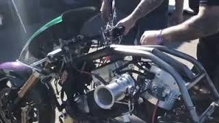 AMRA Final - Tracy Kile firing up the  Bad Apple Racing Top Fuel Nitro Harley