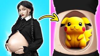 EXTREME ERZIEHUNGSHILFEN VON WEDNESDAY ADDAMS || Lustige Schwangerschafts-Gadgets von 123 GO! TRENDS