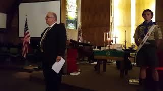 Ken King gives the call @ Eagle Scout Ceremony