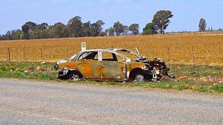 A car that burned out next to the R52 near Koster in South Africa