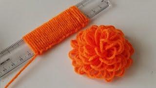 Hand Embroidery Amazing Trick | Easy Woolen Flower with Scale