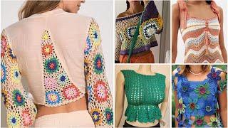 Most beautiful crochet cotton thread fancy top/crochet designer top designs #crochettop