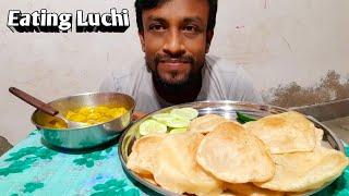 TODAY EATING LUCHI ALOO DUM￼ CUCUMBER AND GREEN CHILI | EATING SHOW | EATING SHOW INDIAN | MUKBANG