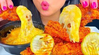 ASMR KFC NASHVILLE HOT CHICKEN TENDERS DIPPED IN CHEESY MASHED POTATO GRAVY | MUKBANG | ASMR PHAN