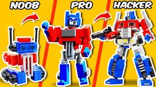 TRANSFORMERS In LEGO: Noob - Pro - Hacker Optimus Prime | FUNZ Bricks