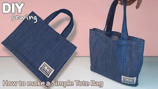 DIY 안감없는 토트백 만들기 | Mini Eco Bag | How to make a Simple Tote Bag  | Easy Sewing Tutorial for Beginner