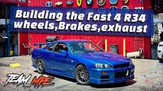 Building the Fast 4 Nissan Skyline R34 - Volk Wheels, New tires, Brembo GTR brakes and HKS exhaust