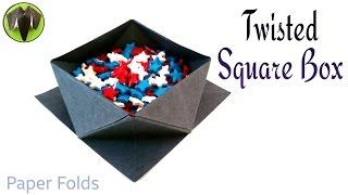 How to make a Paper " Twisted Square Box" - Variation 1 - Useful Origami tutorial 