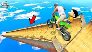 FRANKLIN AND SHINCHAN TRIED IMPOSSIBLE VERTICLE MEGA RAMP JUMP CHALLENGE BY BIKES  GTA 5