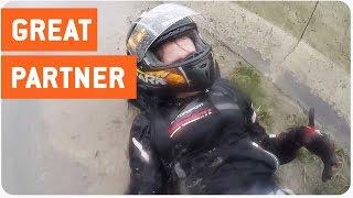 Motorcyclist Saves Girlfriend After Smash In Rain | Life Saver