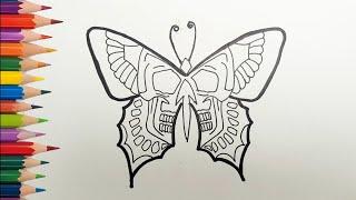 Butterfly Drawing, Painting and Coloring Tutorial  | How to Draw a Butterfly Easy