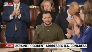 Zelensky greeted by standing ovation while visiting US Congress