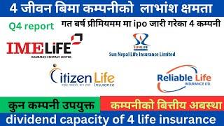 4 जीवन बिमा कम्पनीमा कुन अब्बल/ लाभांश क्षमता कति/ dividend capacity of insurance company/ shree tec