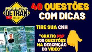 SIMULADO DETRAN ONLINE│40 QUESTÕES ATUAIS COM DICAS ESPECIAIS