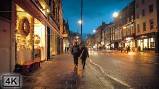 Atmospheric London Wet Night Walk in Angel, Islington after Christmas [4K, 3D Sound]