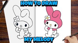 How to draw MY MELODY easy step by step drawing tutorial