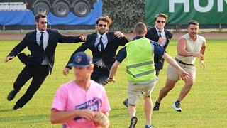 Storming the field during a game WITH SECURITY to protect me