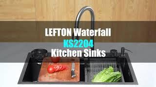 Lefton Waterfall Workstation Kitchen Sink Set With Digital Temperature Display & Knife Holder-KS2204