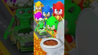 Rainbow Sonic Car Jump Through Challenge with Red , Green & Pink , Yellow Sonic's #beamngdrive