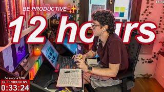 STUDY WITH ME LIVE | 12 HOURS  Harvard Alumnus, Chill Work With Me, Rain Sounds, Pomodoro Timer