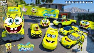 GTA 5 - Stealing SPONGEBOB CARS with Franklin! (Real Life Cars #101)