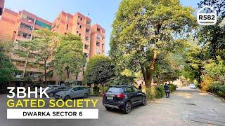 Gated Society 3 BHK Flat for rent in Dwarka Sector 6 with Geysers and ACs | BRS RENTALS R582