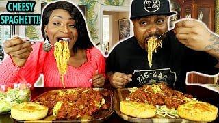 HOMEMADE CHEESY SPAGHETTI DINNER MUKBANG! HOW WELL DO YOU KNOW ME TAG!