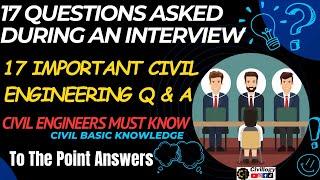 Common Interview questions for civil engineers|Interview questions & answers in civil engineering