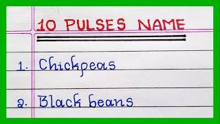 Pulses Name | in English | 5 | 10 Pulses Name