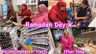 Ramadan day 4 | IFTAR | pehli baar Bread Roll banaye | Balcony Makeover start | vlog