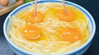 Potato Egg Pancake : A Family Breakfast in Just 5 Minutes ! ポテト卵パンケーキ：감자 계란전 ! มันฝรั่งและไข่แพนเค้ก