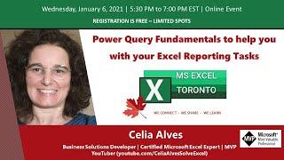 MS Excel Toronto  | Power Query Fundamentals for Excel Reporting Tasks | Celia Alves