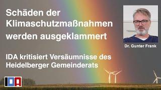 Schäden der Klimaschutzmaßnahmen werden ausgeklammert - IDA kritisiert Heidelberger Gemeinderat