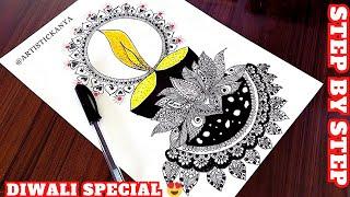 Happy Diwali mandala art | How to draw Mandala for Beginners | Diya drawing | Happy Diwali | Doodle