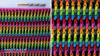 CROCHET Mosaic Moss Stitch - Colorful Crochet Stitch Pattern for a Scarf Blanket - Fast and Easy