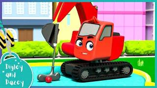 Crazy Fun Golf With Digley & Dazey!   | Digley and Dazey | Kids Construction Truck Cartoons