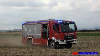 [Brennt Stoppelacker mit Strohballen] Große Alarmübung von Feuerwehr und DRK Reichelsheim Wetterau