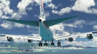 Landing at Princess Juliana Airport (TNCM) B747-8i Malaysia Airline