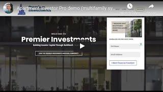 Apartment Investor Pro demo (multifamily syndication website)