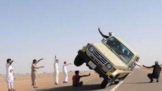 Saudi Arabians in 'sidewalk skiing' car stunt craze